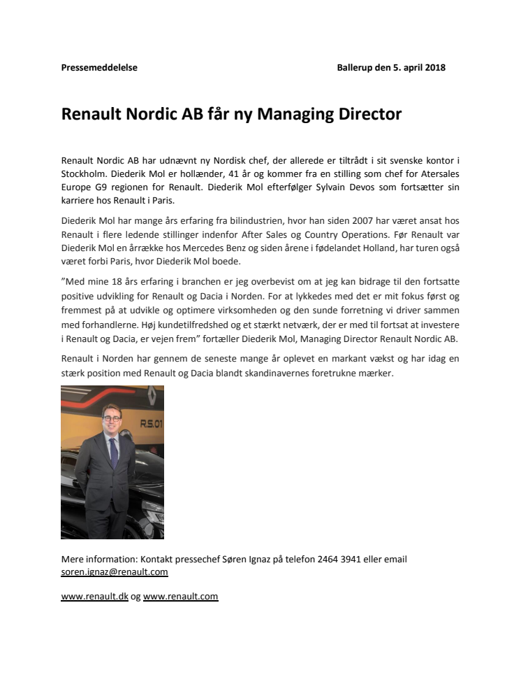 Renault Nordic AB får ny Managing Director
