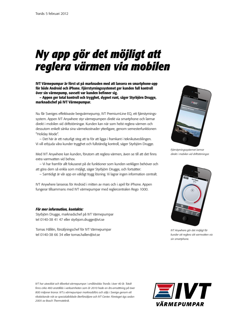Ny app gör det möjligt att reglera värmen via mobilen
