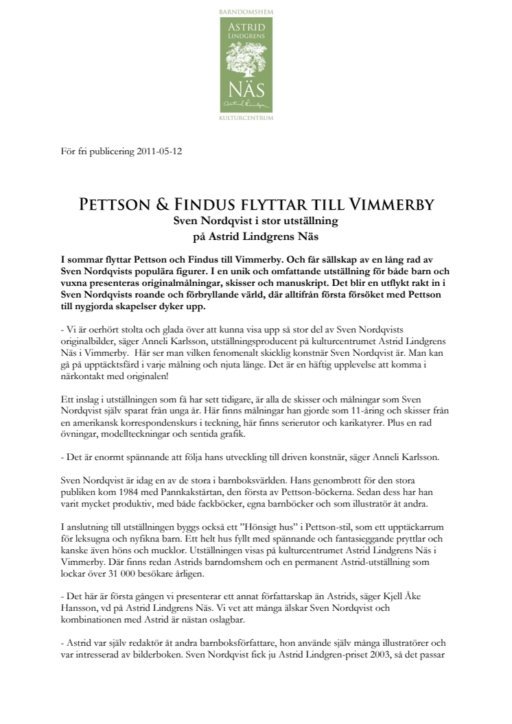 Pettson & Findus flyttar till Vimmerby