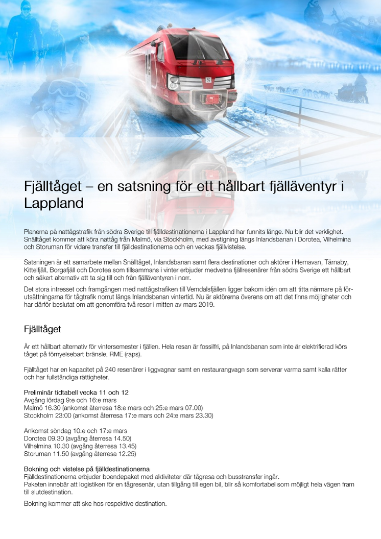 Fjälltåget – en satsning för ett hållbart fjälläventyr i Lappland