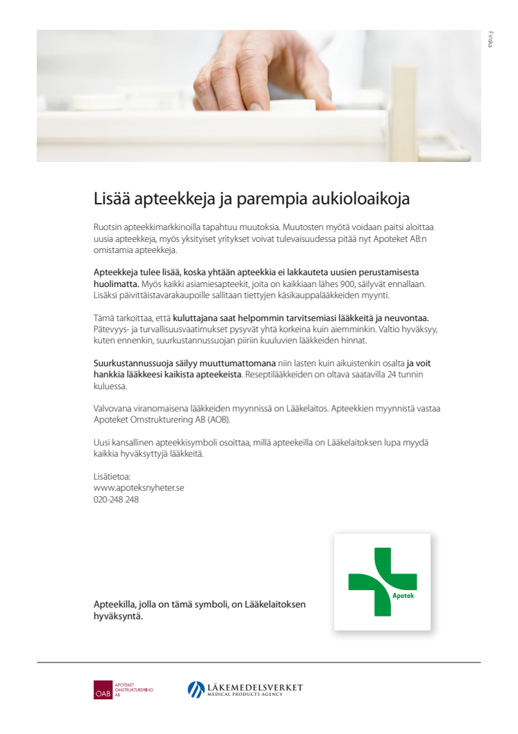 Faktablad om apoteksreformen på finska
