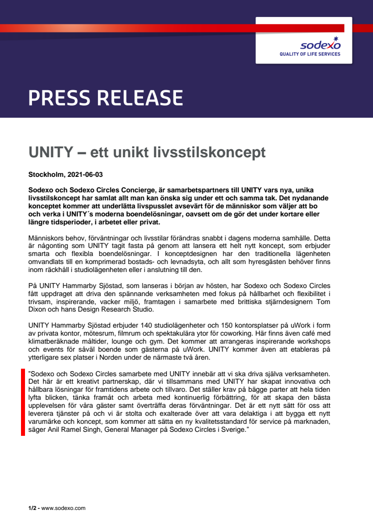 UNITY – ett unikt livsstilskoncept 