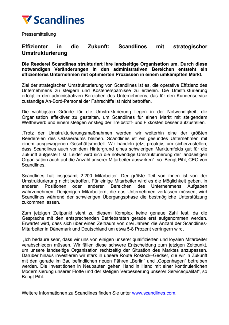 Effizienter in die Zukunft: Scandlines mit strategischer Umstrukturierung