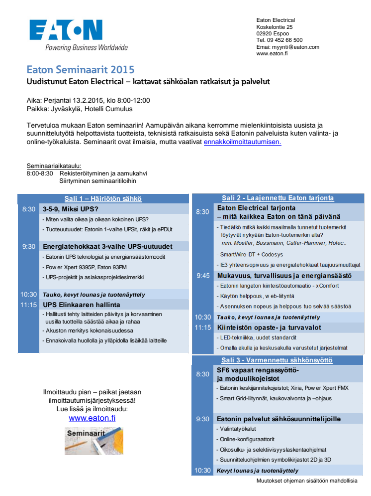 Eaton Seminaarikutsu 2015 - Jyväskylä