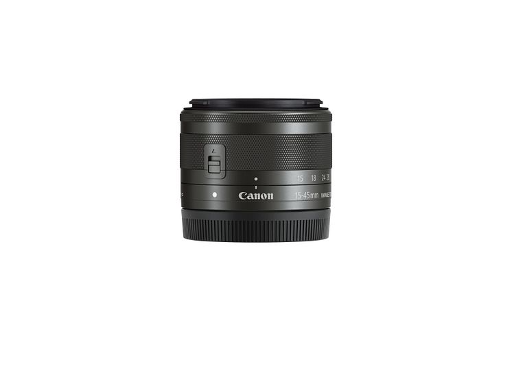 EF-M 15-45mm f3.5-6.3 IS STM BK Side with CAP