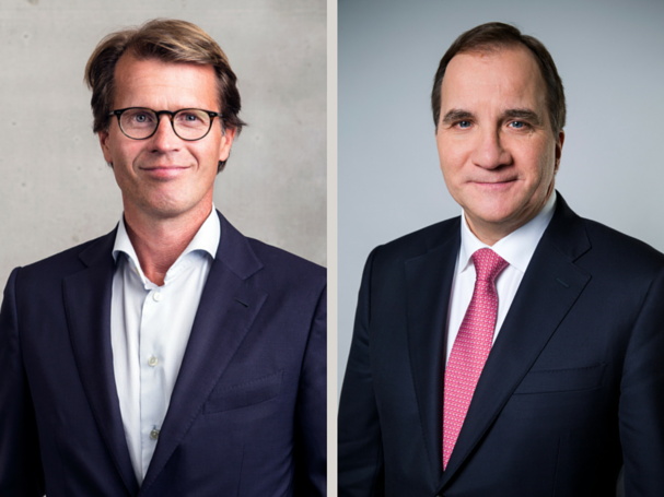 Telenor CEO Mats Lundquist and Swedish Prime Minister Stefan Löfven