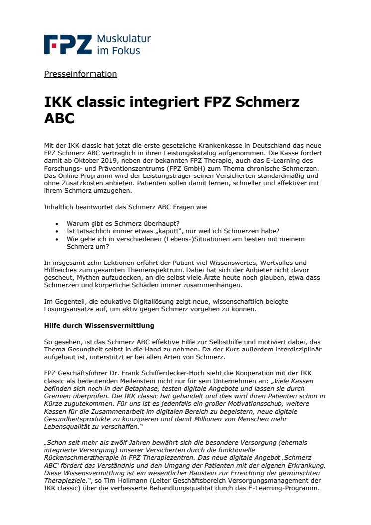 IKK classic integriert FPZ Schmerz ABC