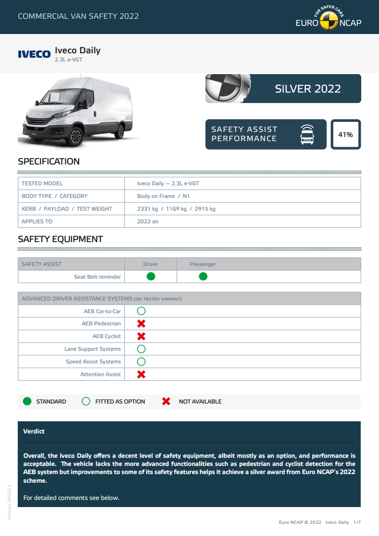 Euro NCAP-Commercial Van Safety 2022-Iveco Daily-Datasheet.pdf