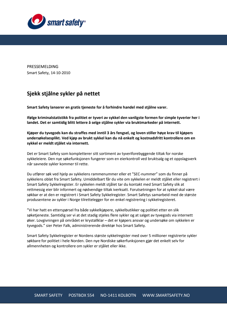 SJEKK STJÅLNE SYKLER PÅ NETTET