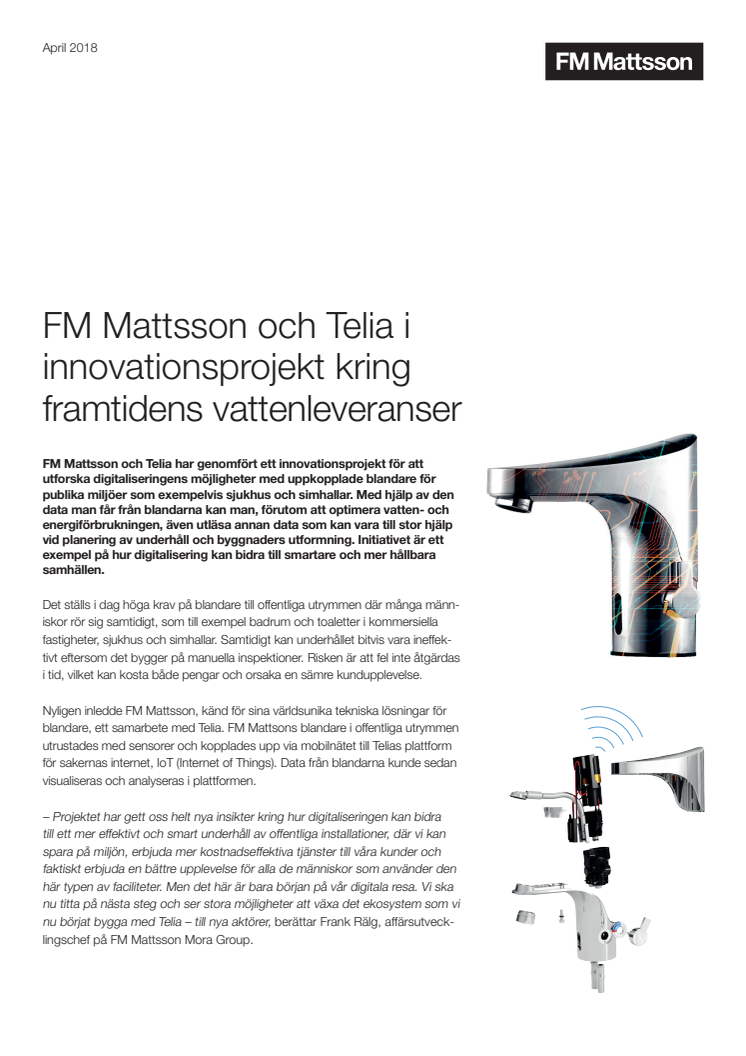 FM Mattsson och Telia i innovationsprojekt kring framtidens vattenleveranser