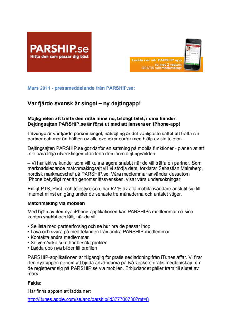 Var fjärde svensk är singel – ny dejtingapp!