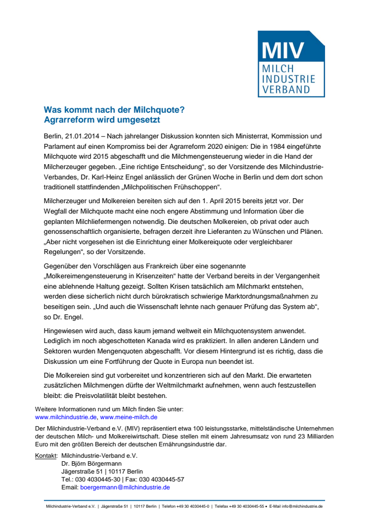 Was kommt nach der Milchquote? Agrarreform wird umgesetzt