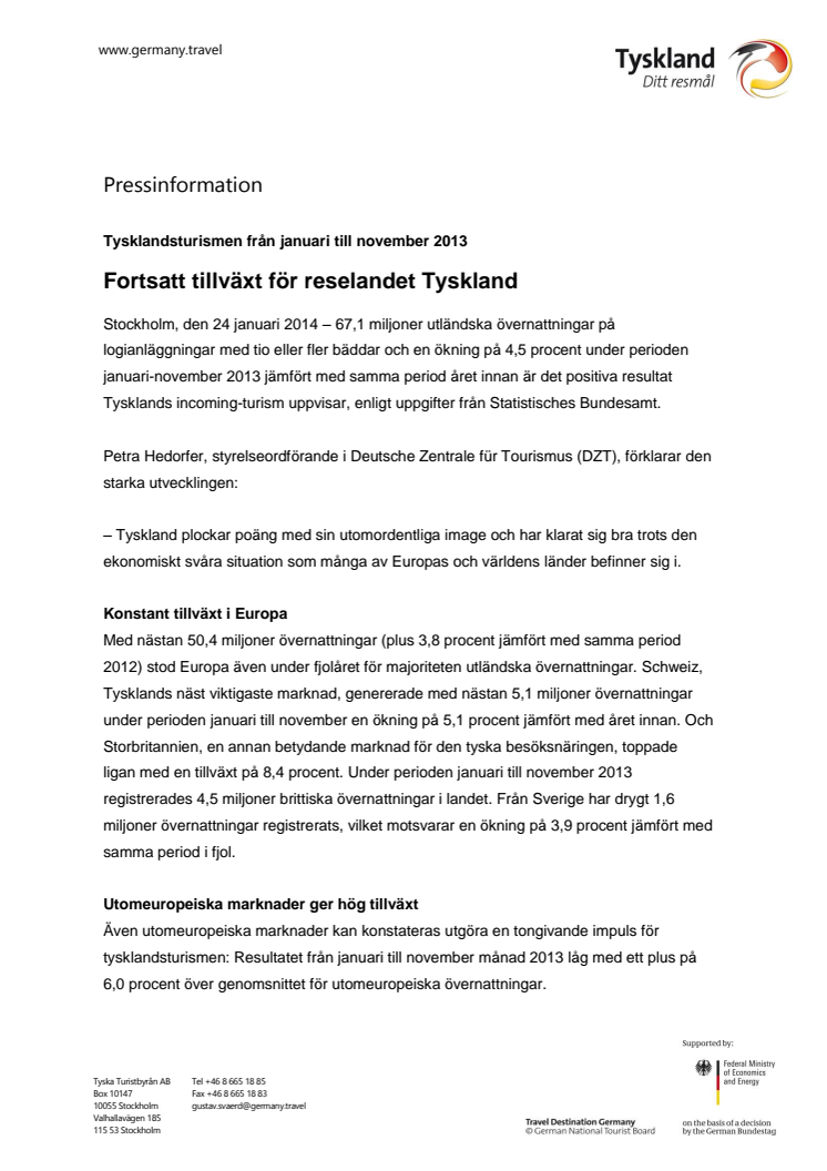 Fortsatt tillväxt för reselandet Tyskland