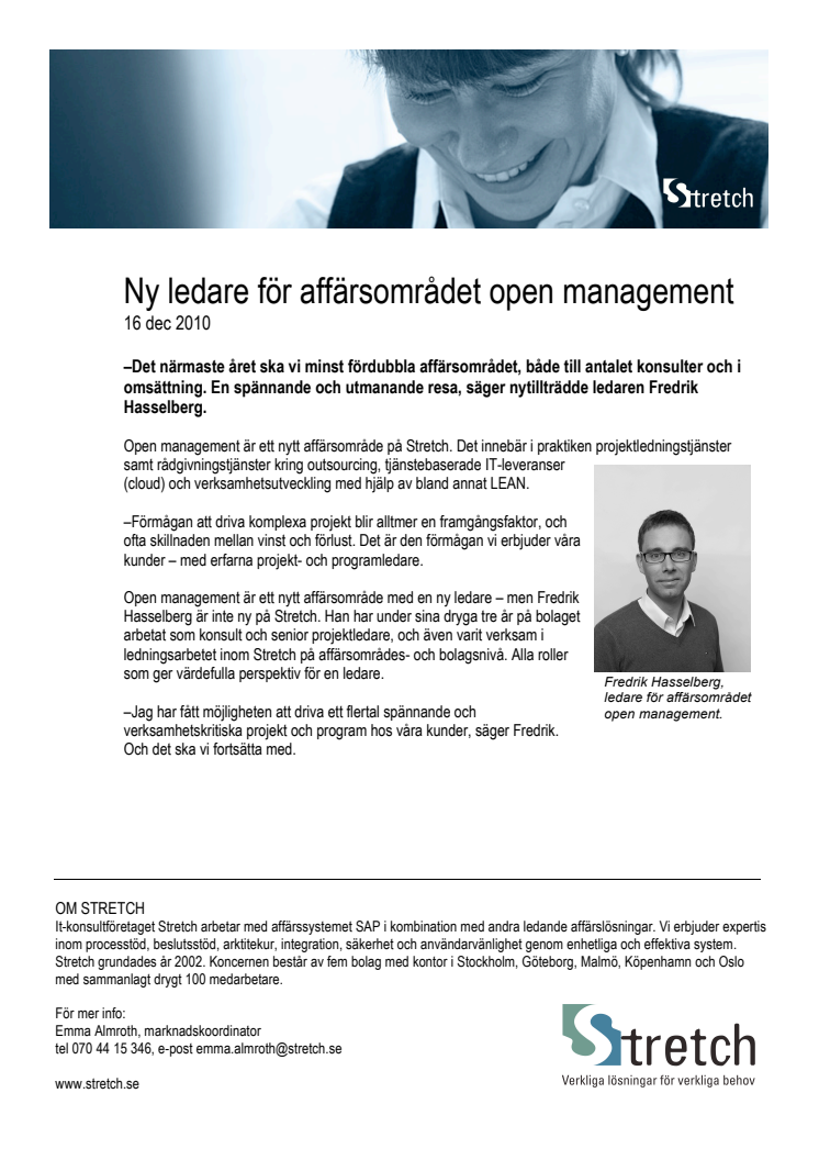 Ny ledare för affärsområdet open management