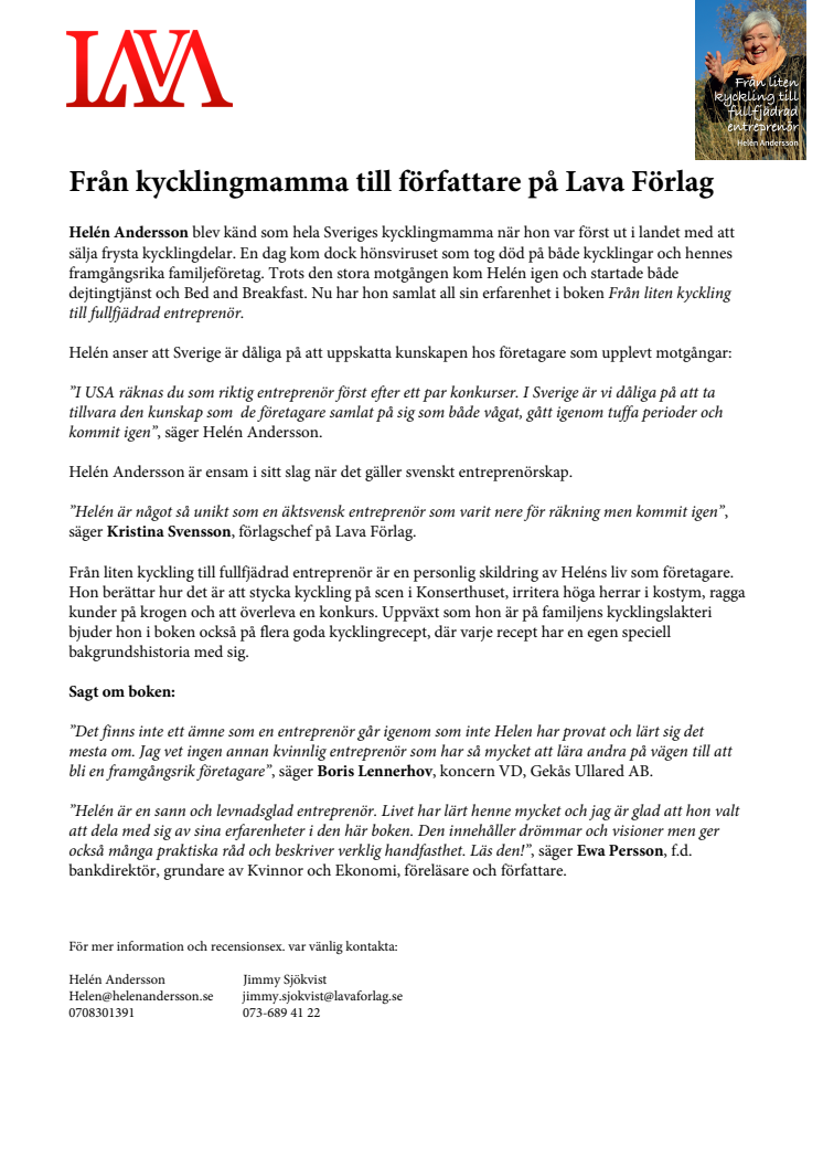 Från kycklingmamma till författare på Lava Förlag