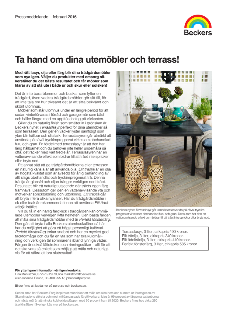 Ta hand om dina utemöbler och terrass!