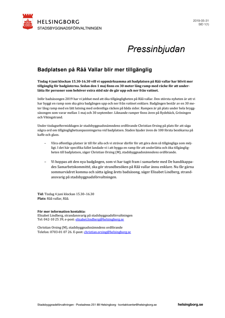 Pressinbjudan: Badplatsen på Råå Vallar blir mer tillgänglig