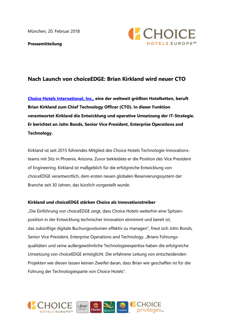 Nach Launch von choiceEDGE: Brian Kirkland wird neuer CTO