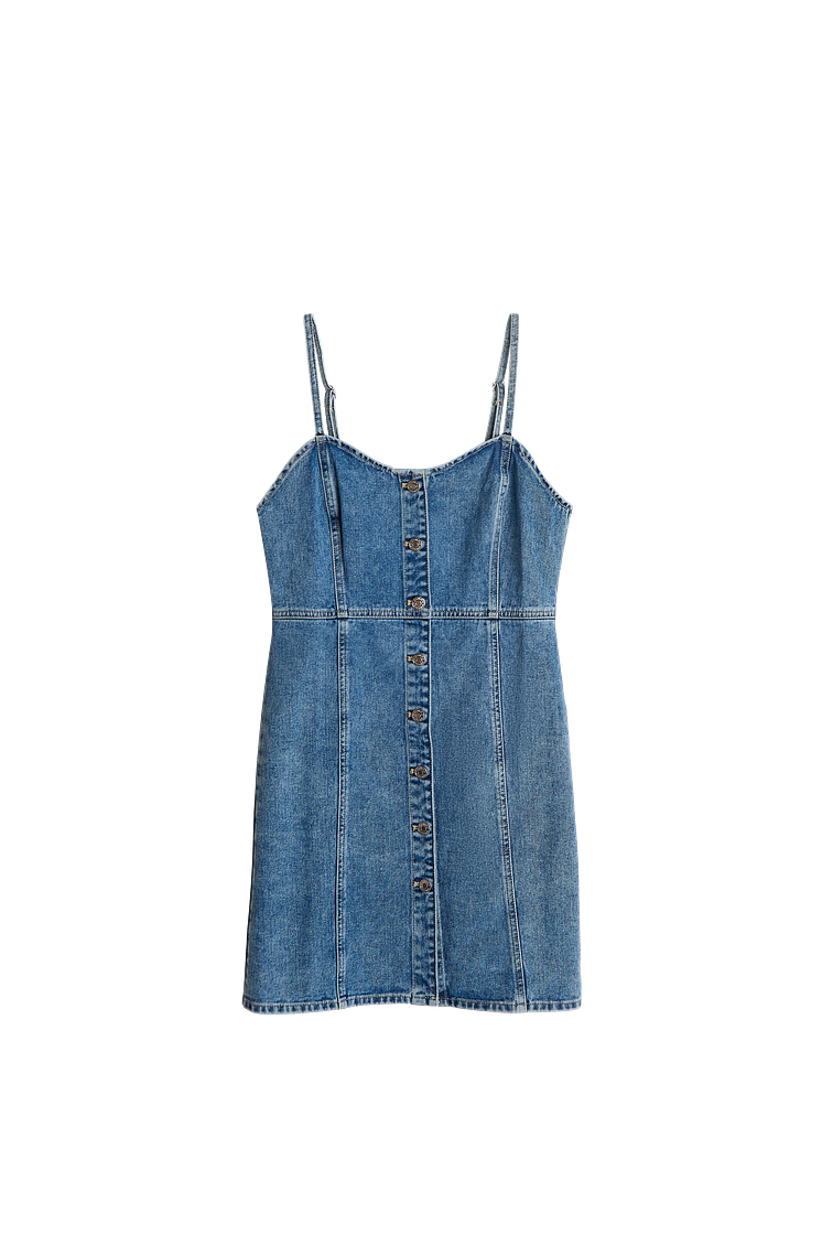 Strap denim dress - Lt blue 