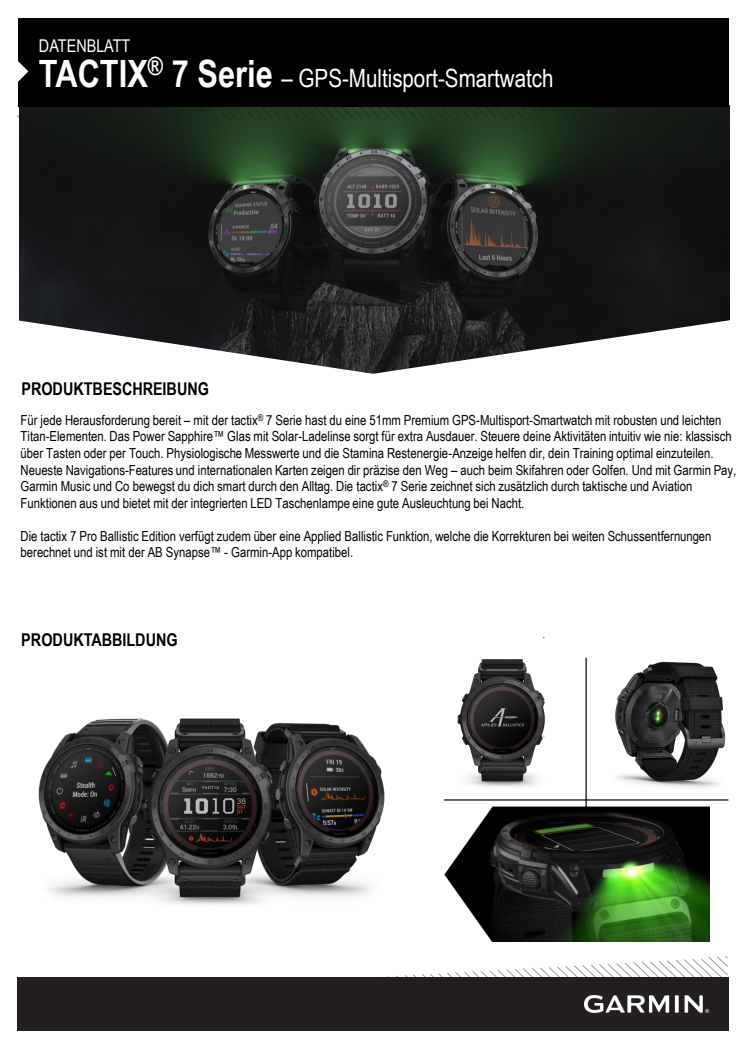 Garmin Datenblatt tactix 7 Serie