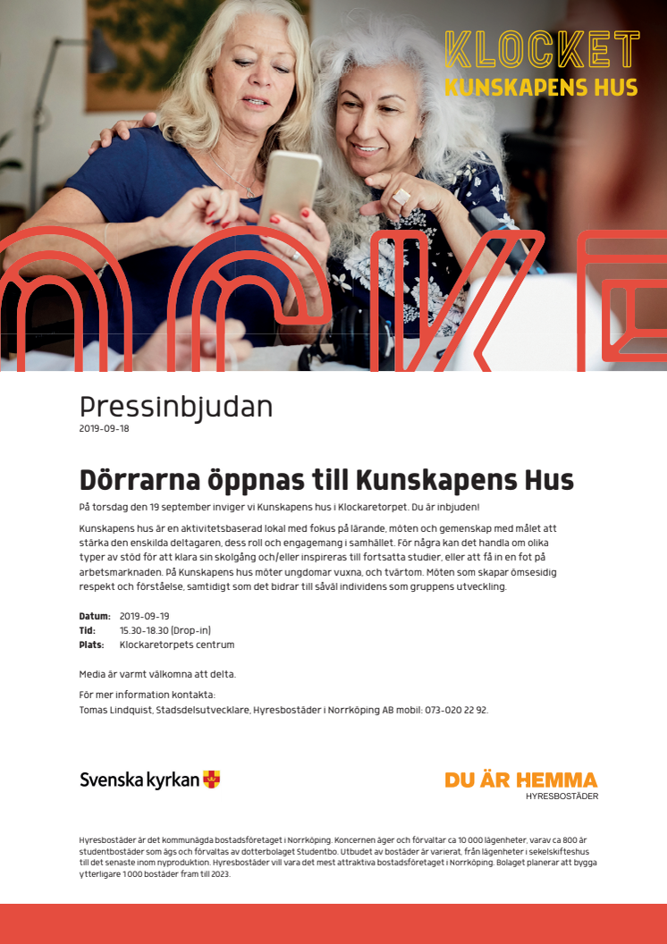 Pressinbjudan: ​Dörrarna öppnas till Kunskapens hus!