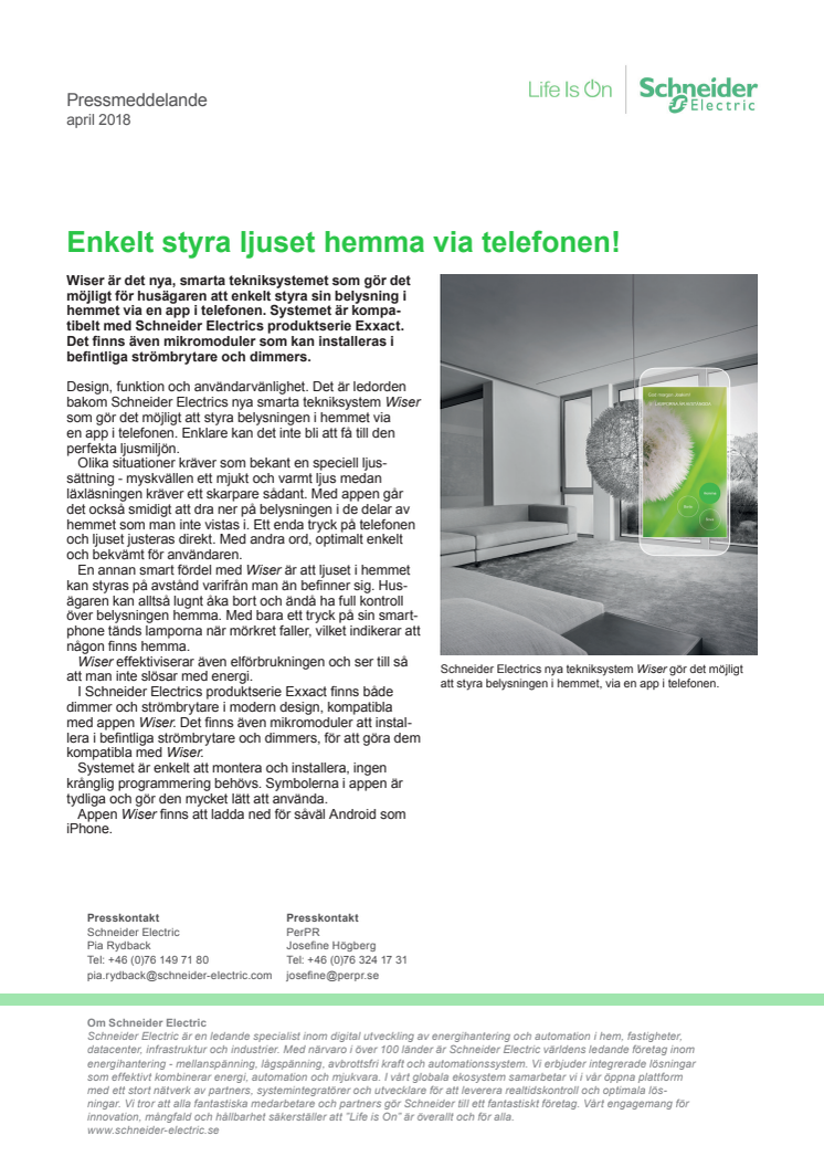 Styr belysningen med en app