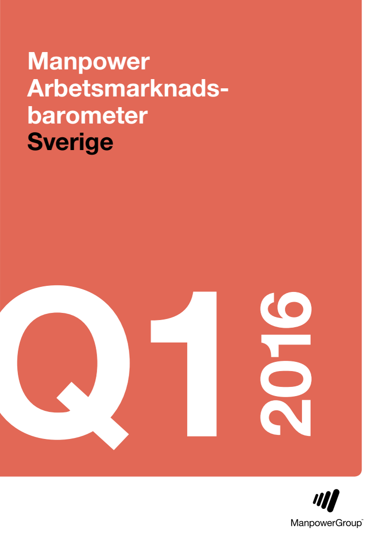 Manpower Arbetsmarknadsbarometer kvartal 1 2016