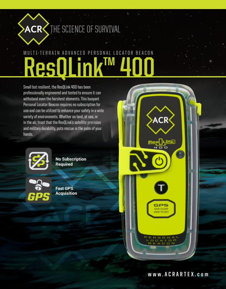 ACR Electronics ResQLink 400 PLB - Spec Sheet