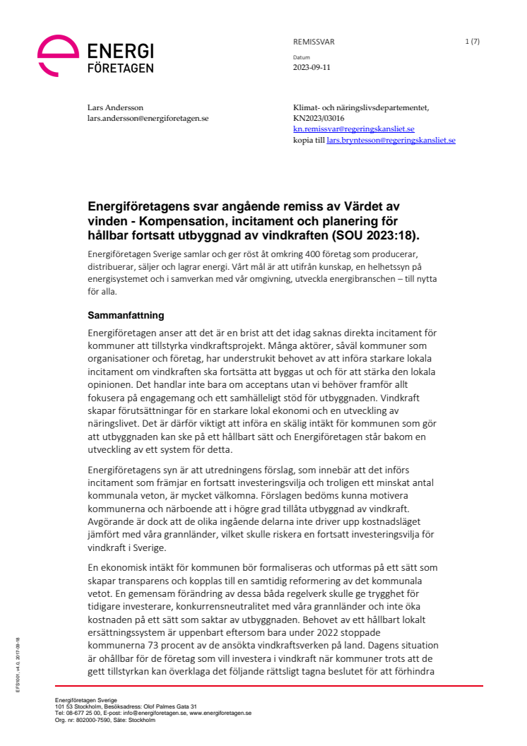 230911 Energiföretagen Sveriges remissvar gällande incitamentsutredningen.pdf