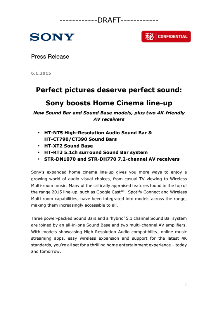 Täydellinen kuva ansaitsee täydelliset äänet – Sony vahvistaa kotiteatterimallistoaan