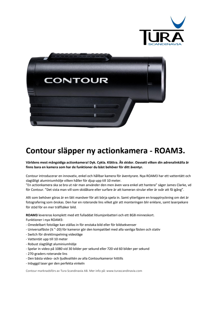 Contour släpper ny actionkamera - ROAM3. 