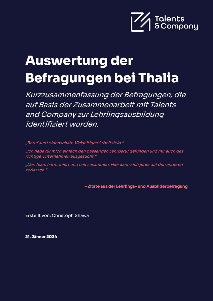 Lehre bei Thalia – Short Paper