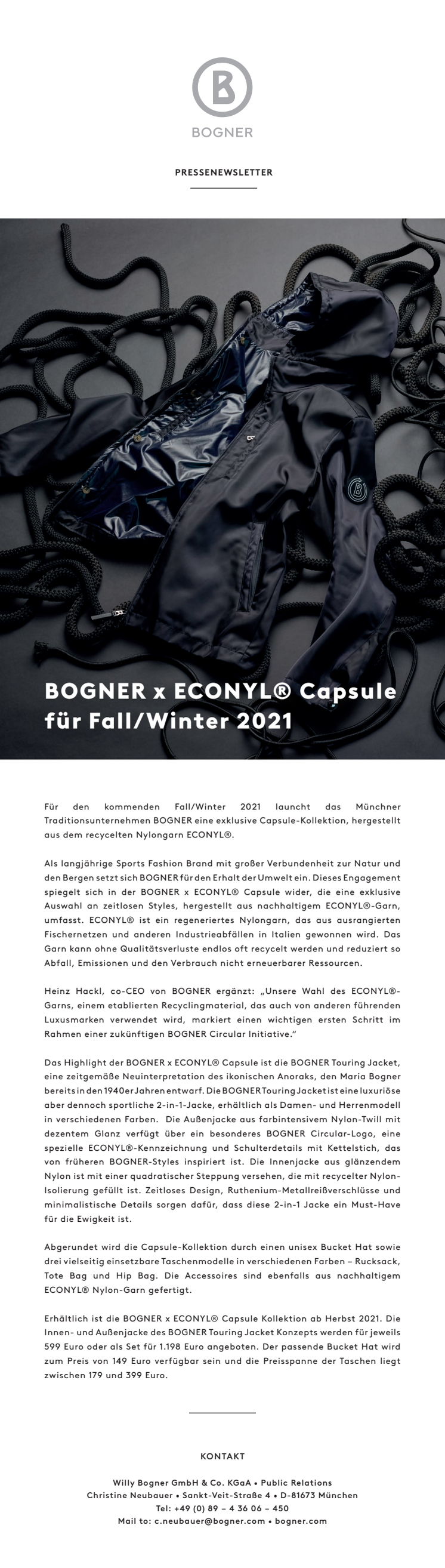 BOGNER x ECONYL® Capsule for Fall/Winter 2021