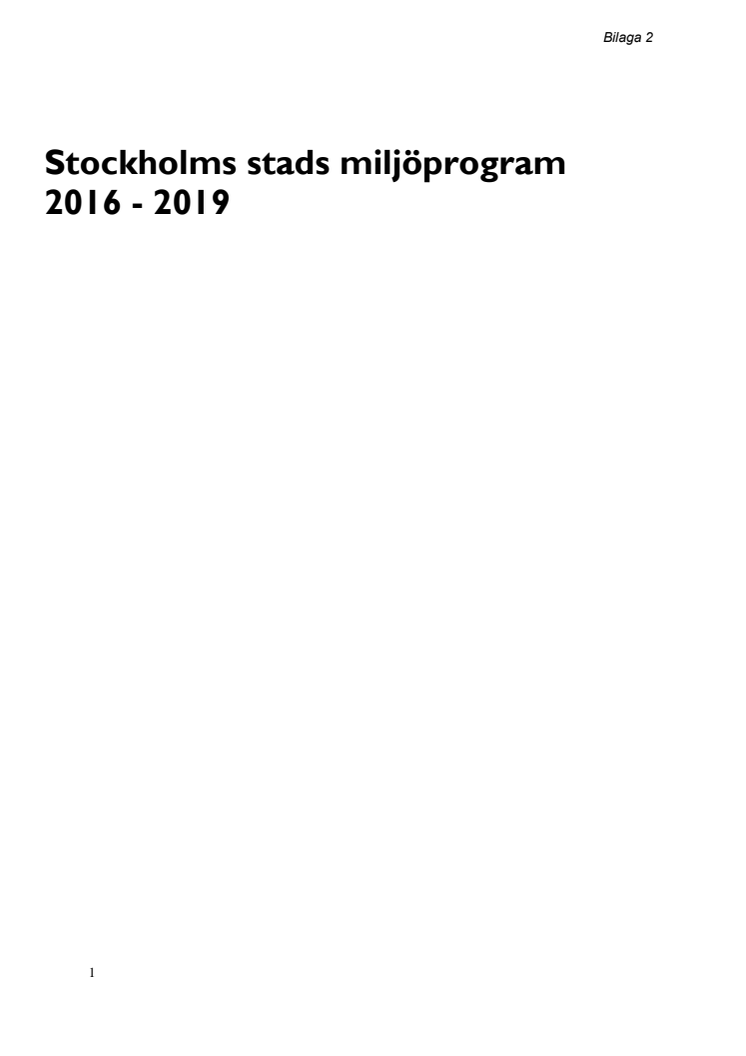 Stockholm stads miljöprogram 2016-2019