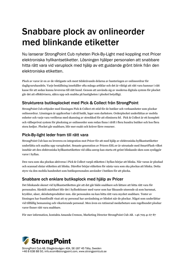 Snabbare plock av onlineorder med blinkande etiketter