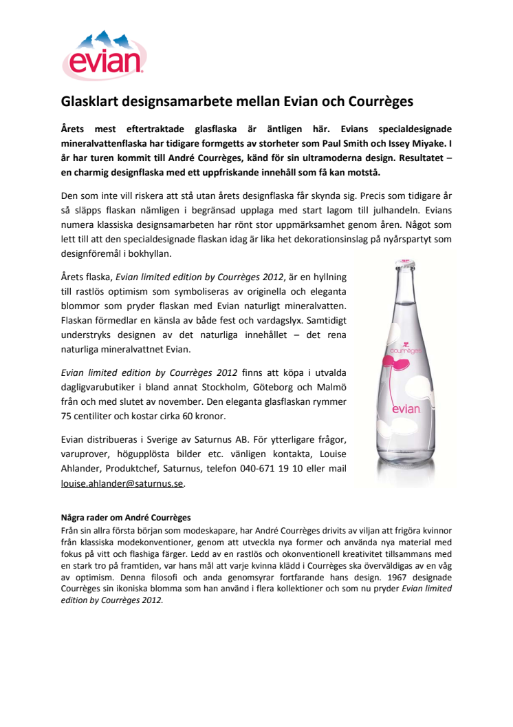 Glasklart designsamarbete mellan Evian och Courrèges