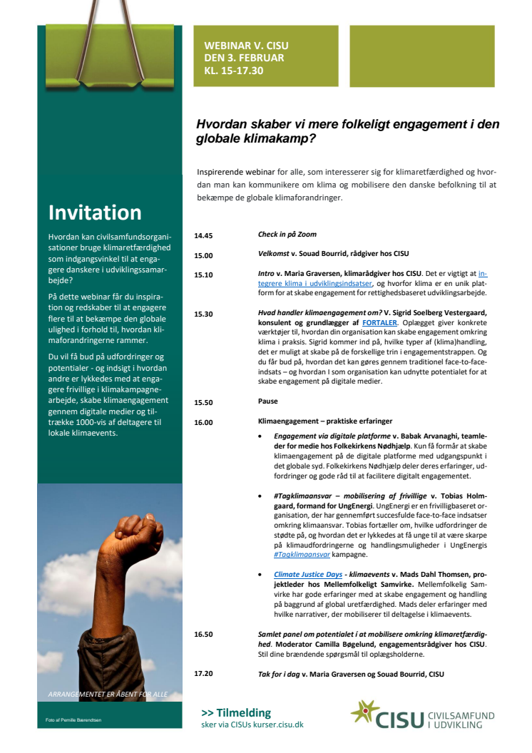 Invitation til webinar om klimaretfærdighed og folkeligt engagement