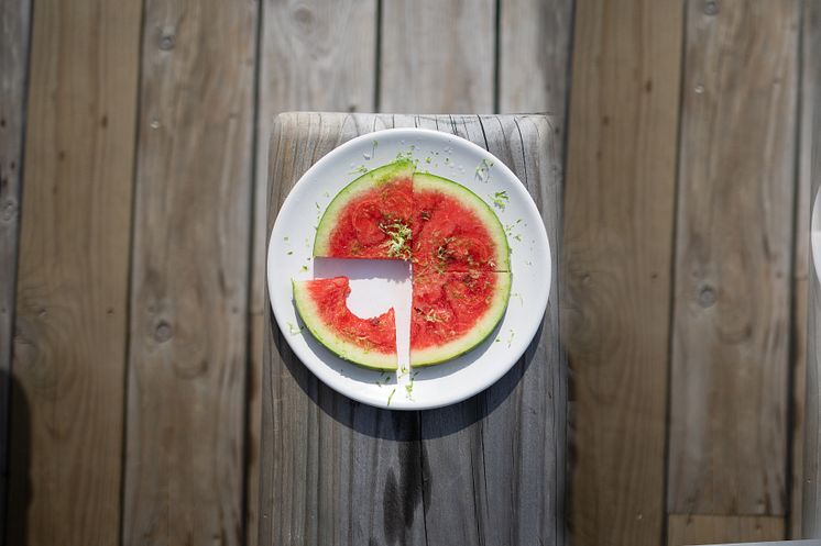 Vattenmelon med lime på Overseas by Mathias Dahlgren
