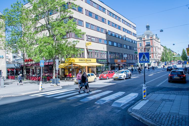 3D-övergånggställe på Drottninggatan vid Näbbtorget.