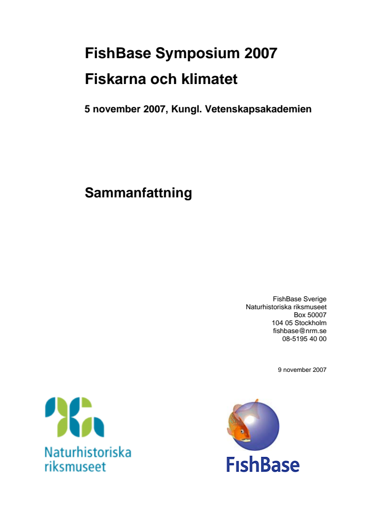 Fiskarna och klimatet - sammanfattning av symposium