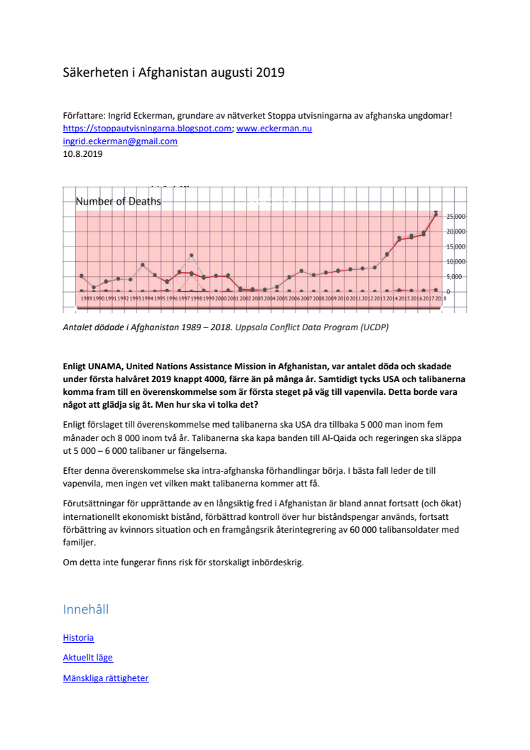 Säkerheten i Afghanistan augusti 2019