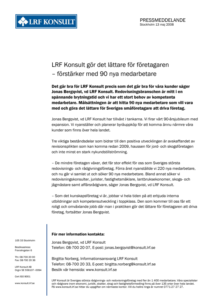LRF Konsult gör det lättare för företagaren – förstärker med 90 nya medarbetare