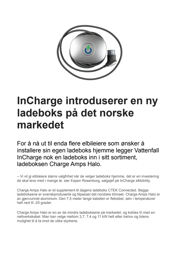 InCharge introduserer en ny ladeboks på det norske markedet