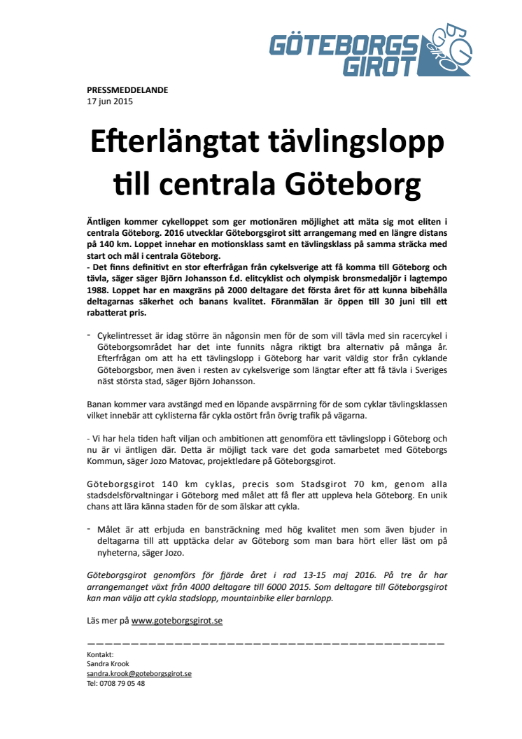 Efterlängtat tävlingslopp till centrala Göteborg