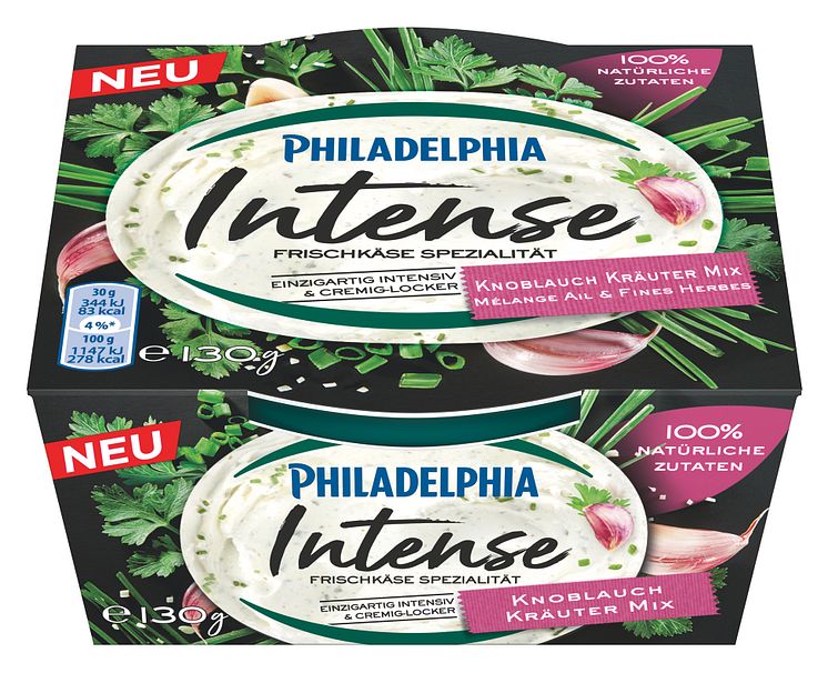 Mondelez Philadelphia INTENSE Knoblauch Kräuter Mix 130g frontal