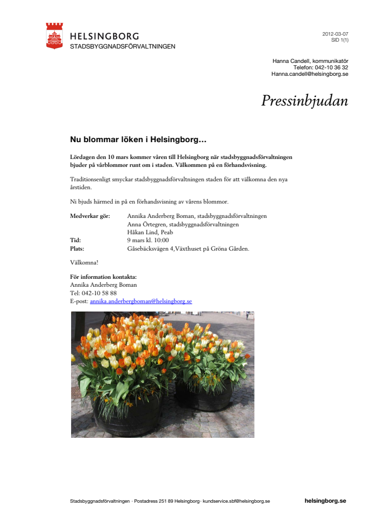 Pressinbjudan: Nu blommar löken i Helsingborg…