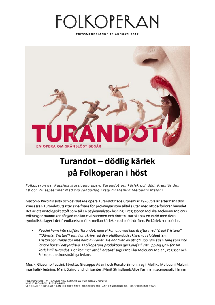 TURANDOT – DÖDLIG KÄRLEK PÅ FOLKOPERAN I HÖST