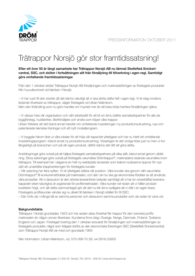 Trätrappor Norsjö gör stor framtidssatsning!