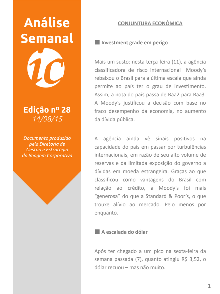 Análise Semanal IC - 14.08.2015