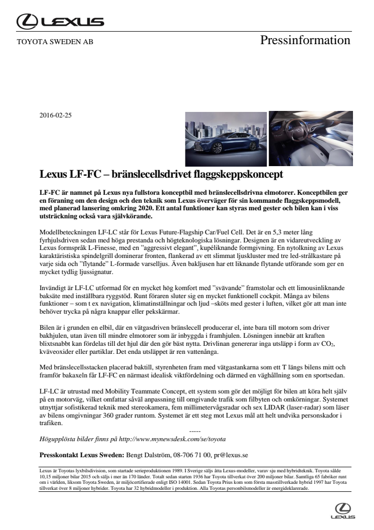 Lexus LF-FC – bränslecellsdrivet flaggskeppskoncept 